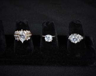 49:3PC 14K Gold & CZ Estate Rings