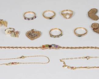 53:11PC 10K Gold & Gemstone Estate Jewelry