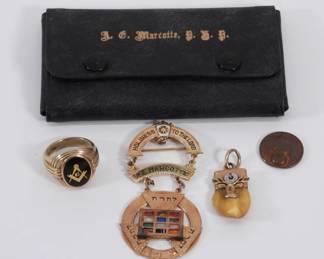 57:4PC 10k & 14K Gold Masonic Jewelry