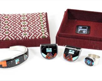 59:3PC Navajo Sterling Silver Harrison Tsosie Jewelry