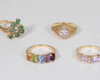 63:4PC 14K Gold & Gemstone Estate Rings