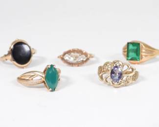 65:5PC 10K Gold & Gemstone Estate Rings