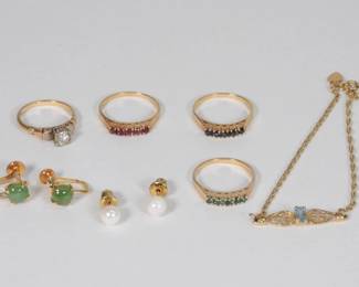 66:7PC 14K Gold & Gemstone Estate Jewelry