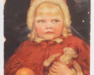 73:Attr. Norman Price Young Girl Portrait Painting
