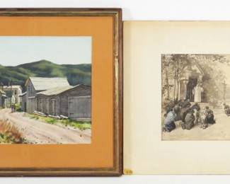 75:2PC Kent Day Coes W.A. Rogers WC Paintings