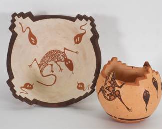 98:2PC Josephine Nahohai Native American Zuni Pottery