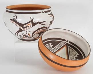 100:2PC Randy Nahohai Tribal Zuni Pottery Vessels