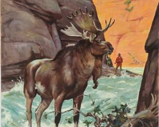 12:Matt Clark Hunter and Moose Painting & Color Study