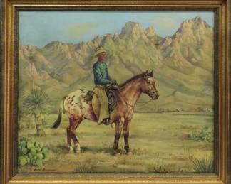 17:Louis Lundean Cowboy Painting