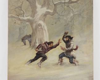 34:Ernest Berke Winter Knife Fight Painting