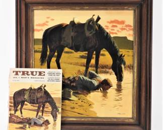 51:Stan Galli Horse and Cowboy Cover Study Painting