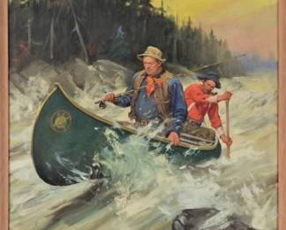 62:Matt Clark Fishermen in a Canoe Painting