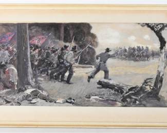 64:Norman Price Civil War Battle Scene Painting