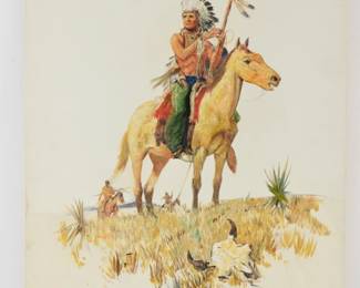 96:Nick Eggenhoffer Indian on Horseback Painting