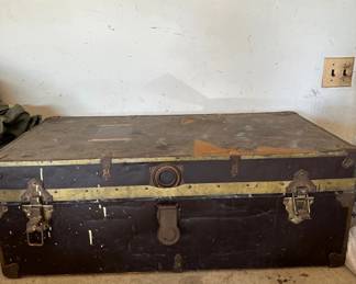 Antique Brown Metal Trunk (Large)