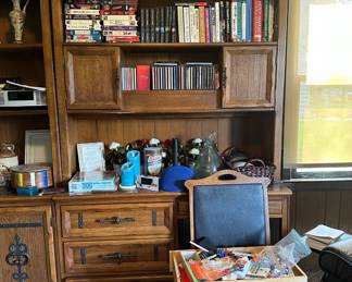 Solid Oak Wall and Desk Unit