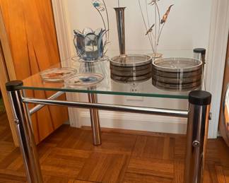 Chrome and Glass Nesting End Tables 