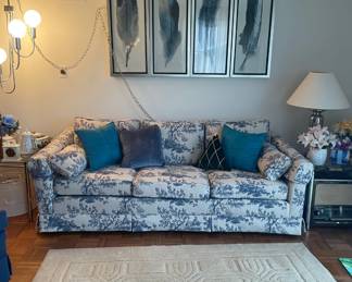 Blue and White Toile Sofa