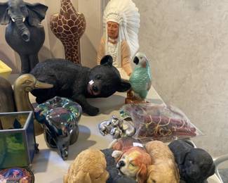 Puppy Decor, bear decor, native american statue