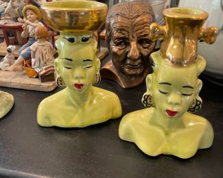 Vintage Mid century modern bust vases