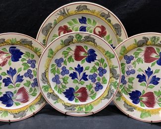 4 Antique Staffordshire Rabbitware Charger &Plates
