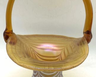 Amber Carnival Art Glass Basket
