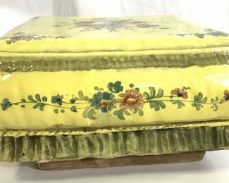 Hand Painted Terra Cotta Foot Stool Pillow

