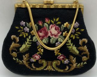 Handmade Needlepoint Floral Handbag

