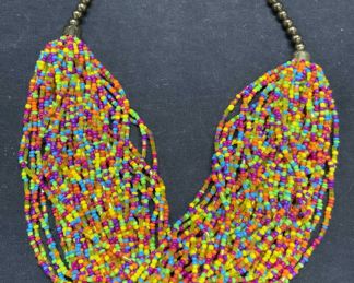 Vintage Multi Strand Chunky Seed Bead Necklace
