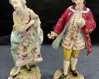 Lot 2 Meissen Porcelain Rococo Figurines
