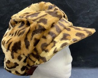 Adolfo II Leopard Faux Fur Beret, France
