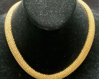 Dyadema Gold Plate Bronze Choker Necklace, Italy

