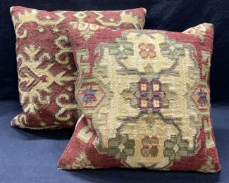 Pair Pottery Barn Wool Tapestry Pillows
