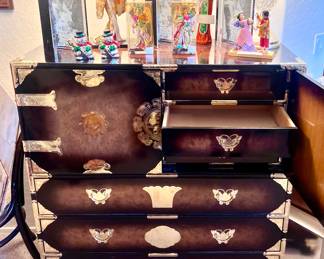 Beautiful Gold Accent Wood Dresser 