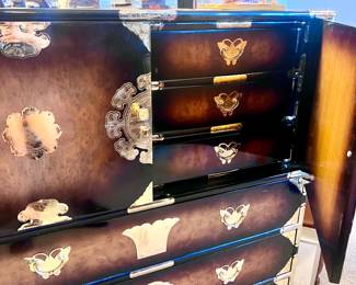 Beautiful Gold Accent Wood Dresser 