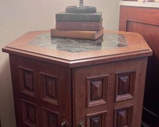 Matching pair of vintage side tables with storage
