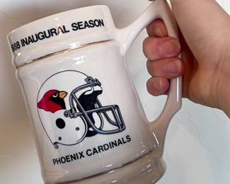 Sports mugs and cups and glasses. Phoenix Cardinals collectibles too.