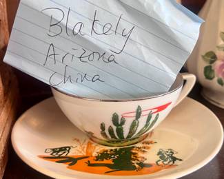  History of Blakely China - Blakey Oil was a chain of service stations that Albert Monroe Blakely began in April 1949. By the time he sold to Gulf Oil Company in 1963, the Blakely name had become synonymous with give-a-way promotions that included cars, boats, trailers, kitchen ranges, dishwashers, and refrigerators as well as the Blakely glasses, china, and stoneware he is most remembered for.

In addition to Blakely Oil and Blakely gas stations, the Blakely family had numerous other enterprises including a creamery, a furniture store, car dealerships, Apache Airlines, and P.D.Q. Airways helicopter charter service, which is believed to be the first helicopter charter service company in Arizona. Albert Monroe Blakely was also an investor and board member of the original Legend City amusement park in Phoenix where he also owned the Blakely Sports Car Ride and two stores, including the Dipsy Doodle gift shop, which his wife Ruth operated. Monroe also had a TV show called "The Cisco Kid",