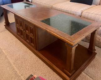 Long coffee table with storage cabinets