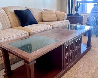 Long coffee table with storage cabinets