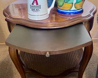 Side table with pull-out tray to hold coffee cup or...