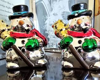 Hand-blown Christmas snowmen.