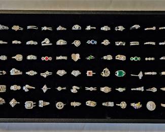 Silver rings and stones of all kinds