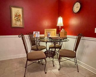 Wrought Iron Bassett Glass Top Table & Chairs