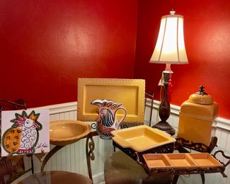 Serving Piece By Tag & Vintage Made In Italy Rooster Pitcher