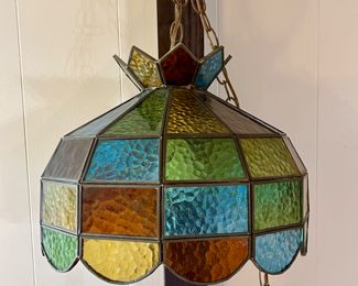 Vintage Stained Glass Hanging Lamp