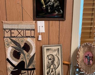 Mexico Felt Art Bull Picture