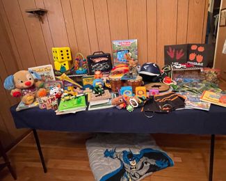 Easton Baseball Helmet, Vintage Bongo Drums, Toys, And Children’s Books