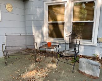 Wrought Iron Glider, Table and Chair