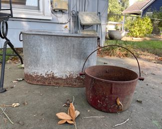 Cast iron Pot, Galvanized Planter